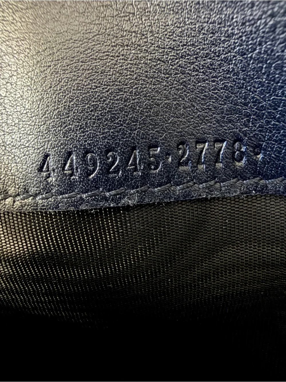Gucci Navy Blue Embossed GG Leather Tall Card & Cash Wallet / Checkbook Cover